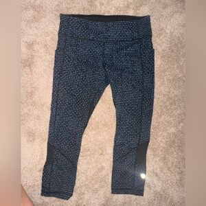 Lululemon teal blue mesh side cropped leggings